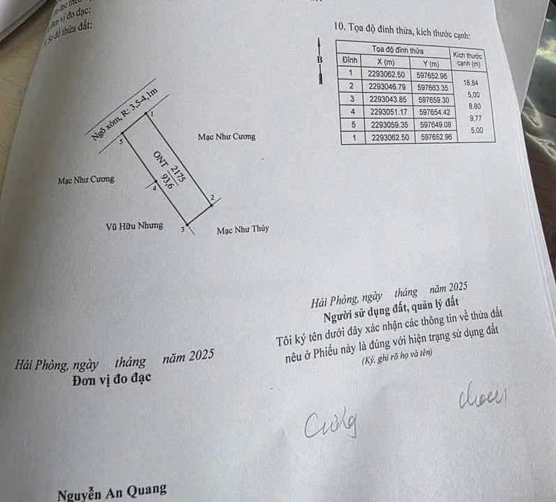 Đất nền chính chủ xã Kiến Hưng 93.6m² giá 1.2 tỷ - Ngõ thông ô tô vào tận nơi!