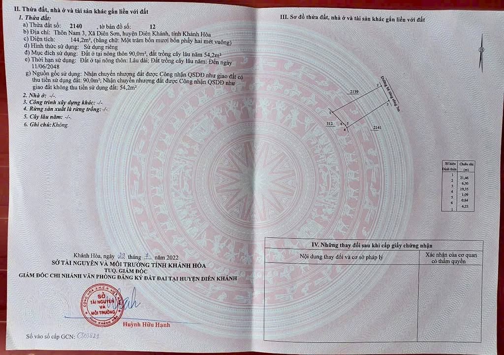 Đất nền Thôn Nam 3, xã Diên Sơn, Diên Khánh 144m² giá 1.05 tỷ - Nơi an cư lý tưởng!