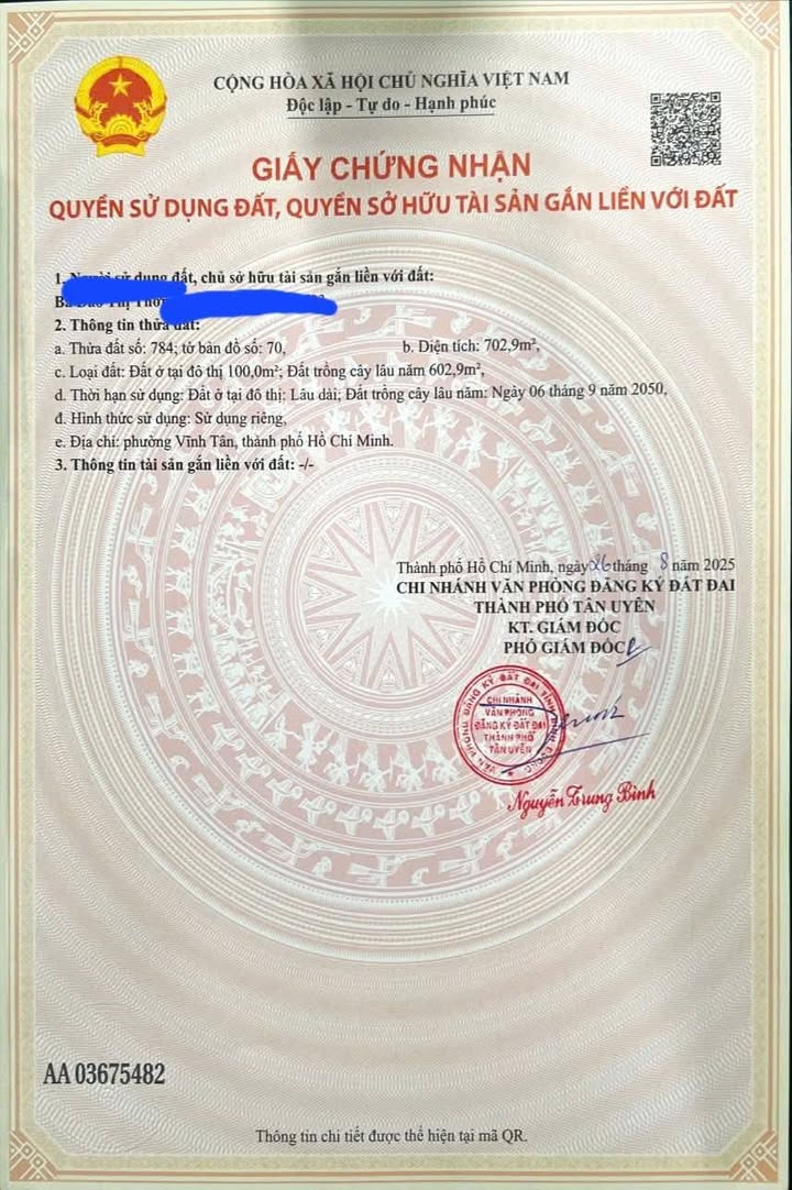 Đất thổ cư 703m² tại Tân Bình, Bắc Tân Uyên - Giá chỉ 4 tỷ, cơ hội đầu tư tuyệt vời!