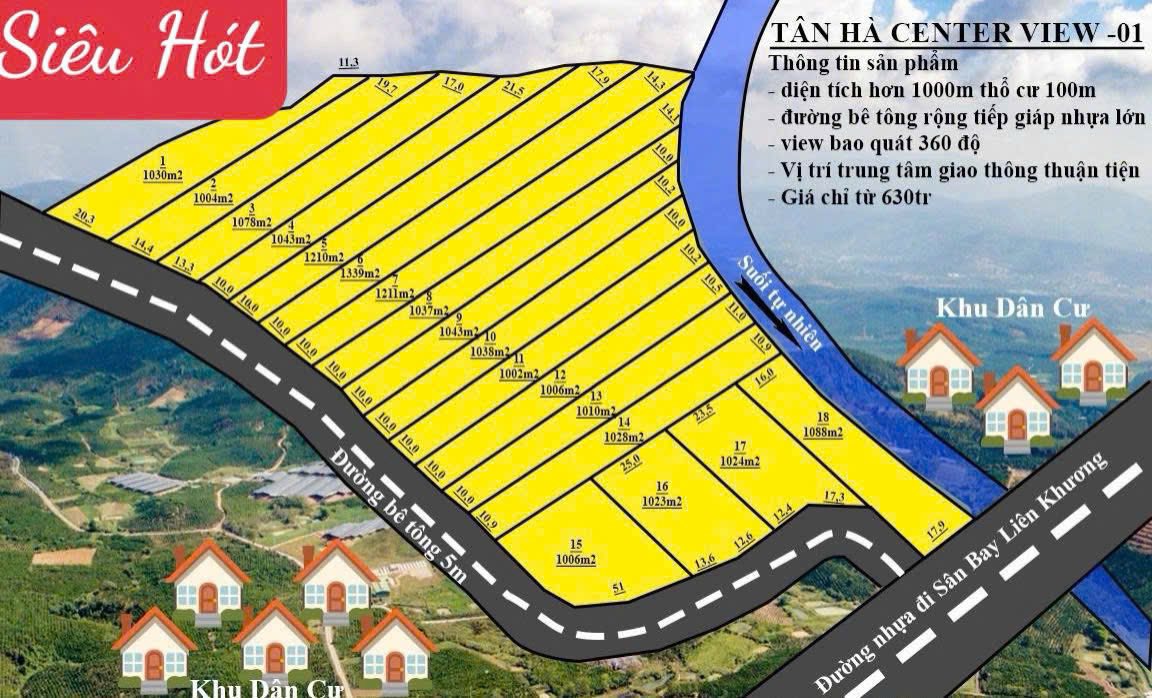 Đất dự án Tân Hà Center View 1000m² giá 630 triệu - Cơ hội đầu tư sinh lời!