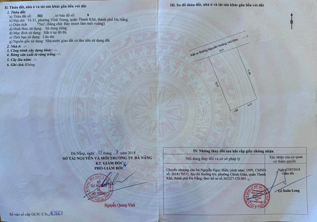 Đất nền 75m² tại Nguyễn Hoàng, Hải Châu - Giá 2,67 tỷ, cơ hội đầu tư hấp dẫn!