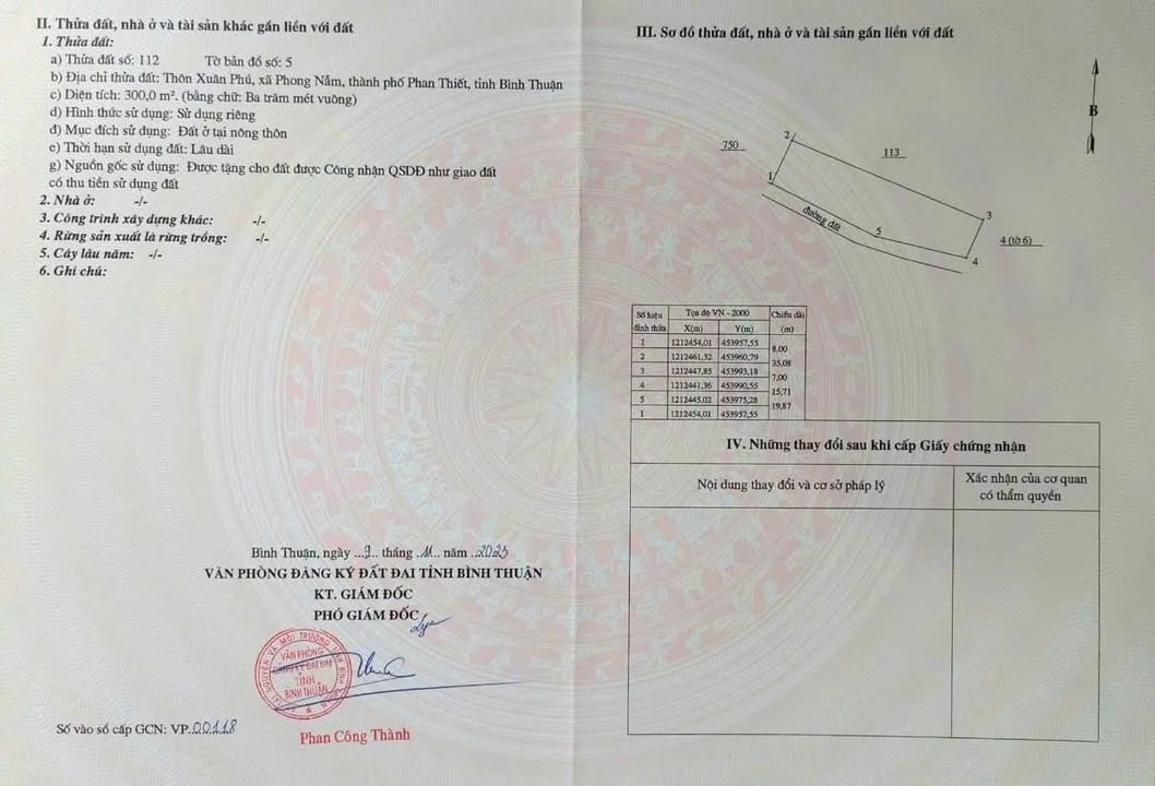 Đất thổ cư 300m² tại xã Phong Nẫm, giá 1.1 tỷ - Cơ hội đầu tư tuyệt vời!