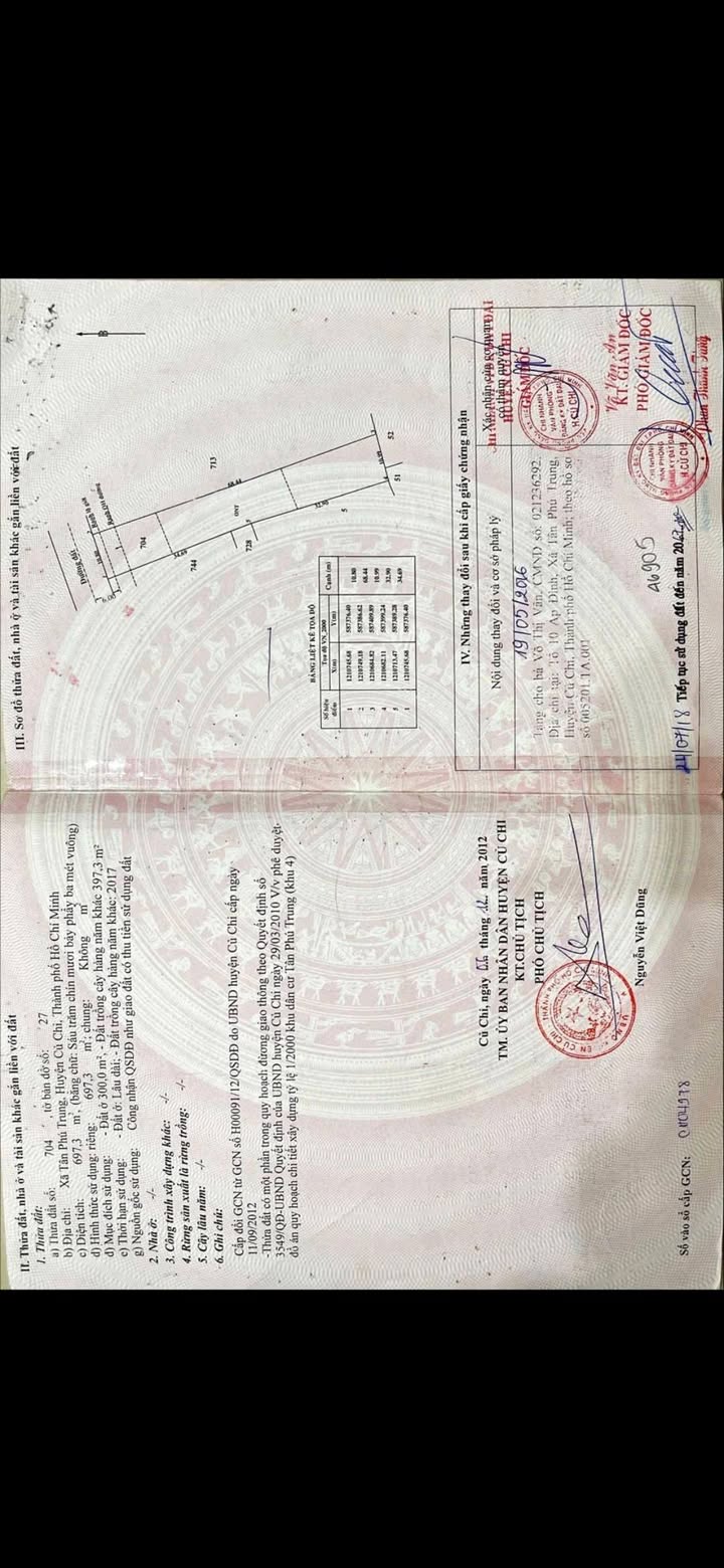 Đất nền chính chủ 697m² tại Tân Phú Trung, Củ Chi - Giá 12.55 tỷ, thương lượng ngay!