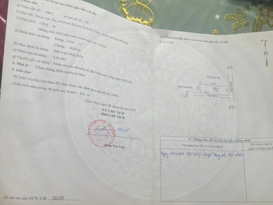 Đất Lô Góc Đoàn Xá - Kiến Thụy 156m² giá 2.8 tỷ - Đẹp và thoáng mát!