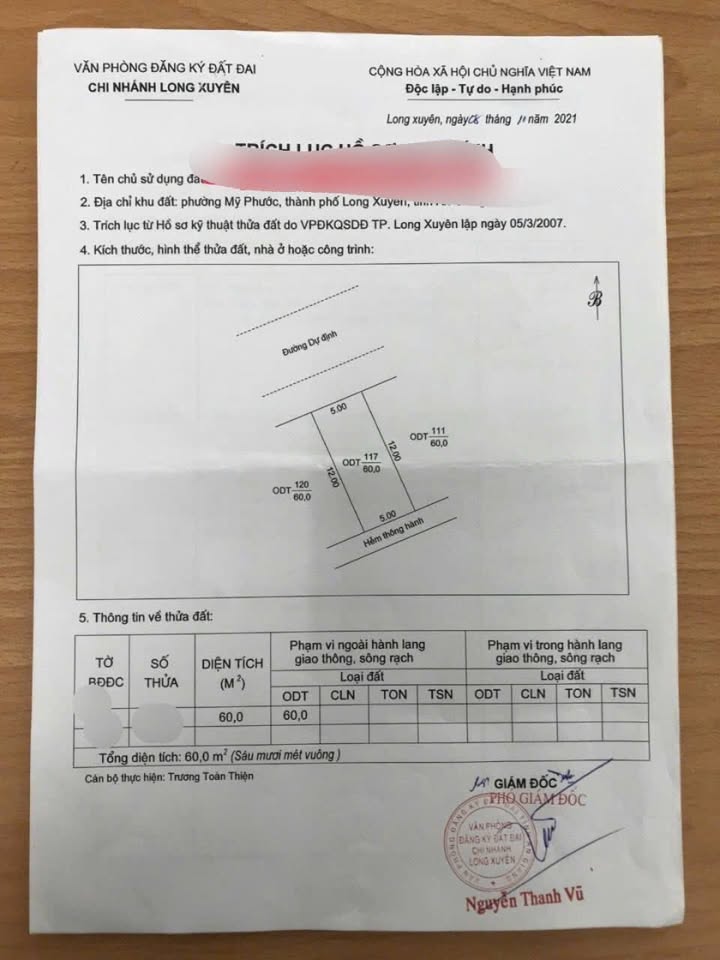 Đất nền đường Trường Chinh, Xẻo Trôm, Long Xuyên 60m² giá 1 tỷ - Cơ hội đầu tư tuyệt vời!