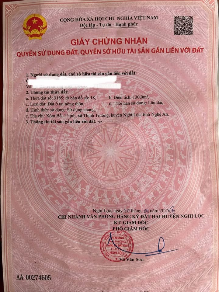 Đất nền Nghi Thịnh 130m² - Bám đường nhựa, vị trí đắc địa!