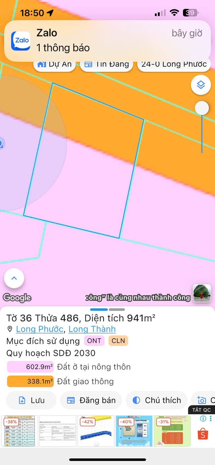 Đất nền Long Phước, Long Thành 315m² giá chỉ 3.15 tỷ - Sổ đỏ riêng từng lô!