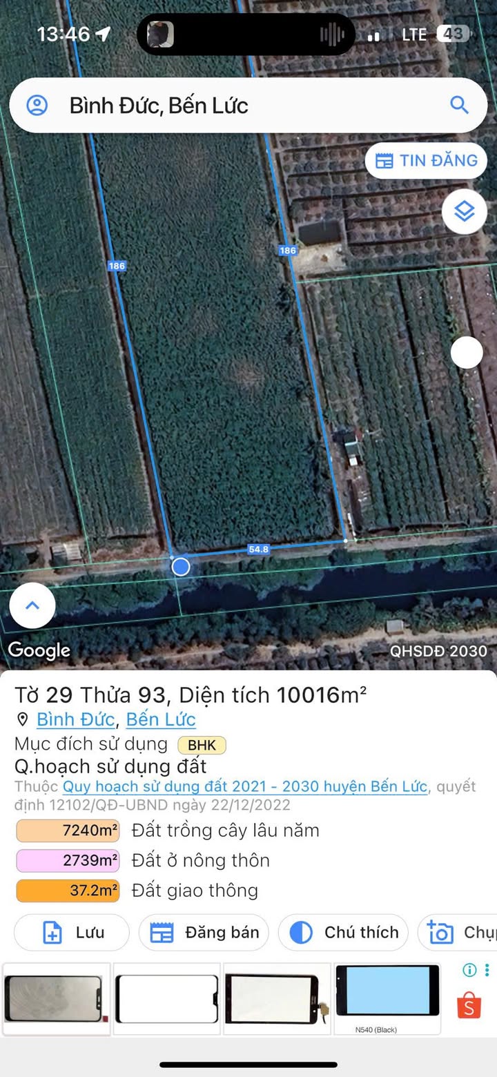 Đất nền 10.000m² Cầu Biện Cung, Bến Lức giá 7 tỷ - Đầu tư sinh lời ngay!