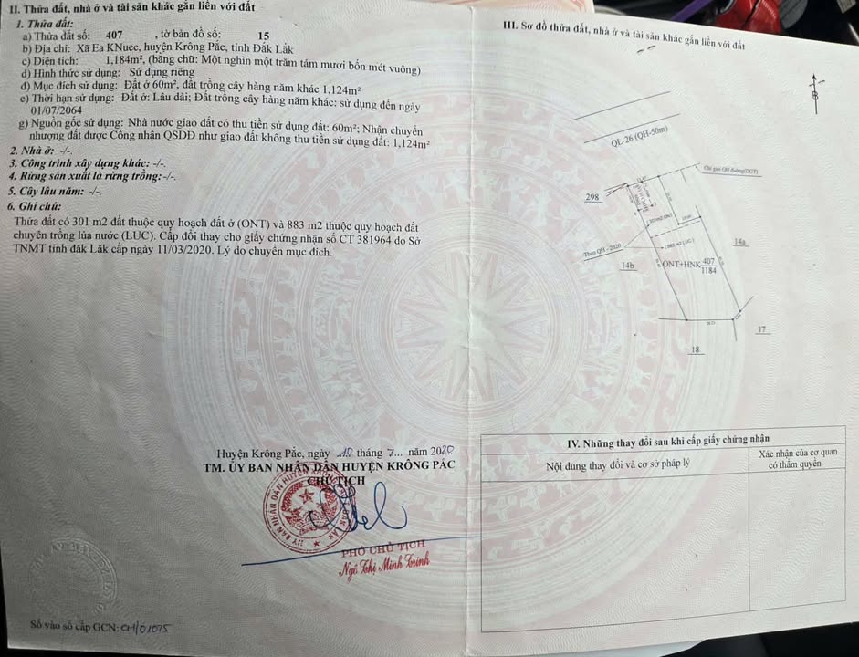 Kho xưởng Quốc lộ 26 Krông Pắc 1440m² giá 550 triệu - Sẵn sàng hoạt động ngay!