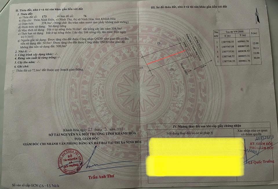 Bán lô đất 180m² ĐT7, Ninh Thọ, Ninh Hòa - Sổ đỏ chính chủ!