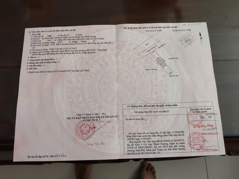 Lô đất thổ cư Bình Nhâm, Thuận An 140m² giá 2.5 tỷ - Cơ hội đầu tư tốt!