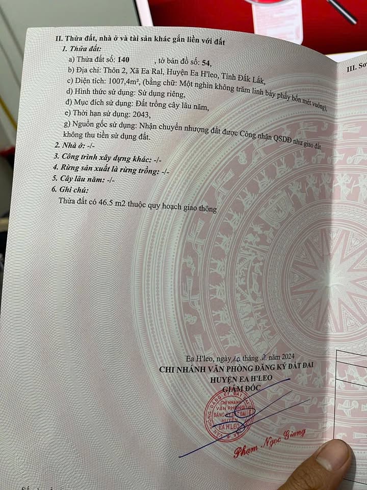 Đất nền mặt tiền tỉnh lộ 19B, xã Ea Ral, 1000m² - Đầu tư sinh lời ngay!