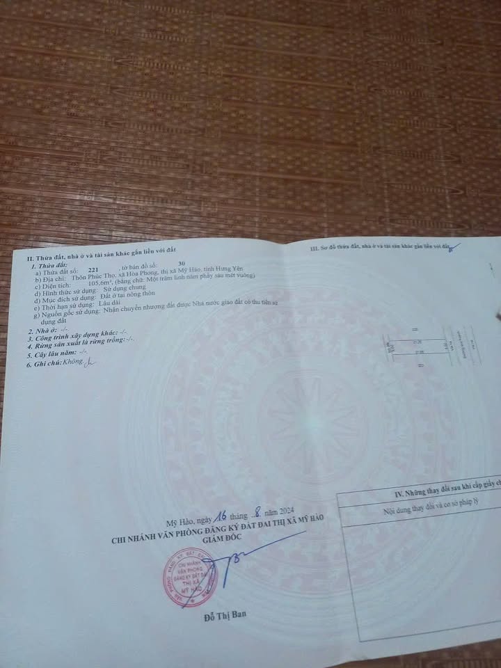 Đất nền Hòa Phong, Mỹ Hào 105,6m² giá 2,9 tỷ - Sổ đỏ chính chủ, đầu tư sinh lời cao!