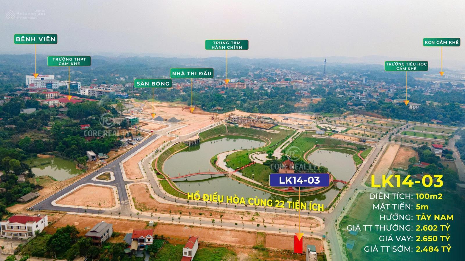Bán đất nền dự án Cẩm Khê Central Park, 100m² giá 2.65 tỷ - Cơ hội đầu tư hấp dẫn!