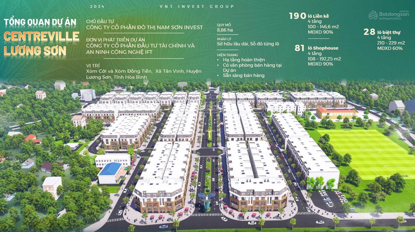 Đất nền dự án Centre Ville Lương Sơn 100m² giá chỉ hơn 2 tỷ - Cơ hội đầu tư tuyệt vời!