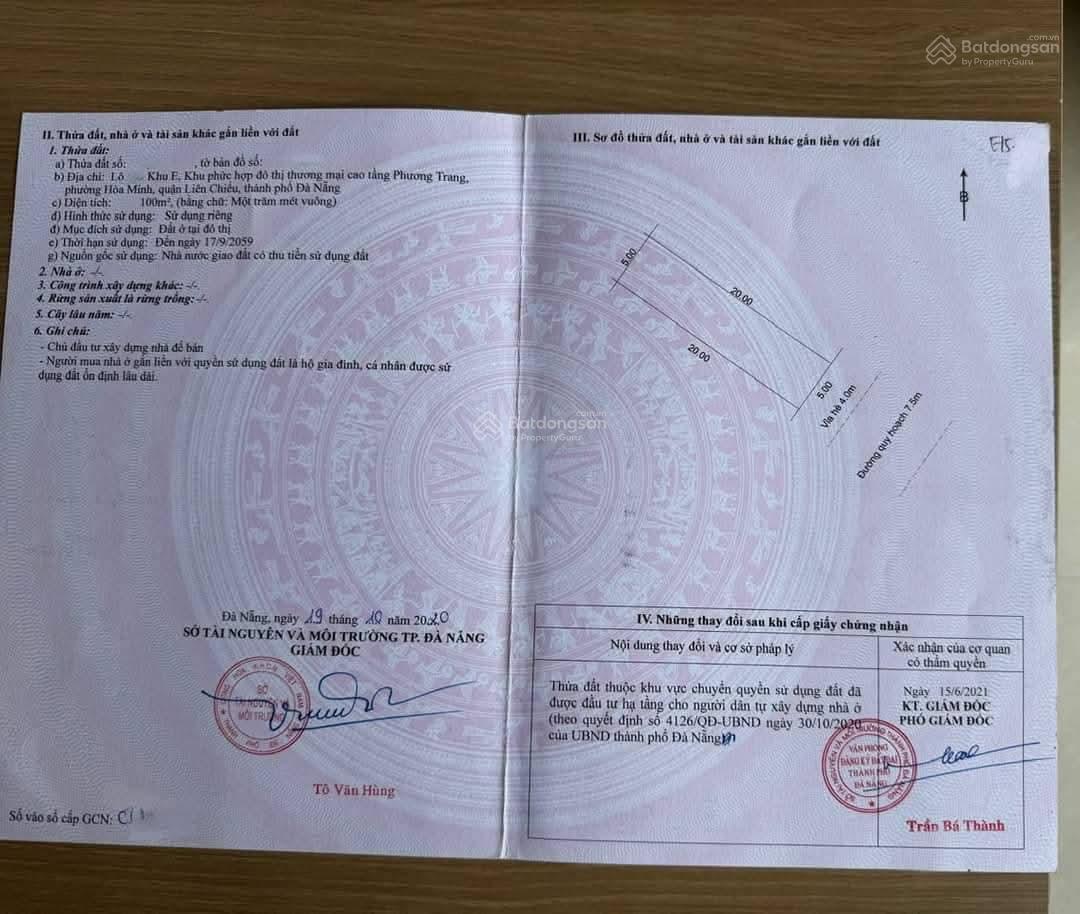 Bán lô đất hướng Đông Nam - khu E Kim Long - Đà Nẵng 100m² giá 6.7 tỷ - Cơ hội đầu tư tuyệt vời!