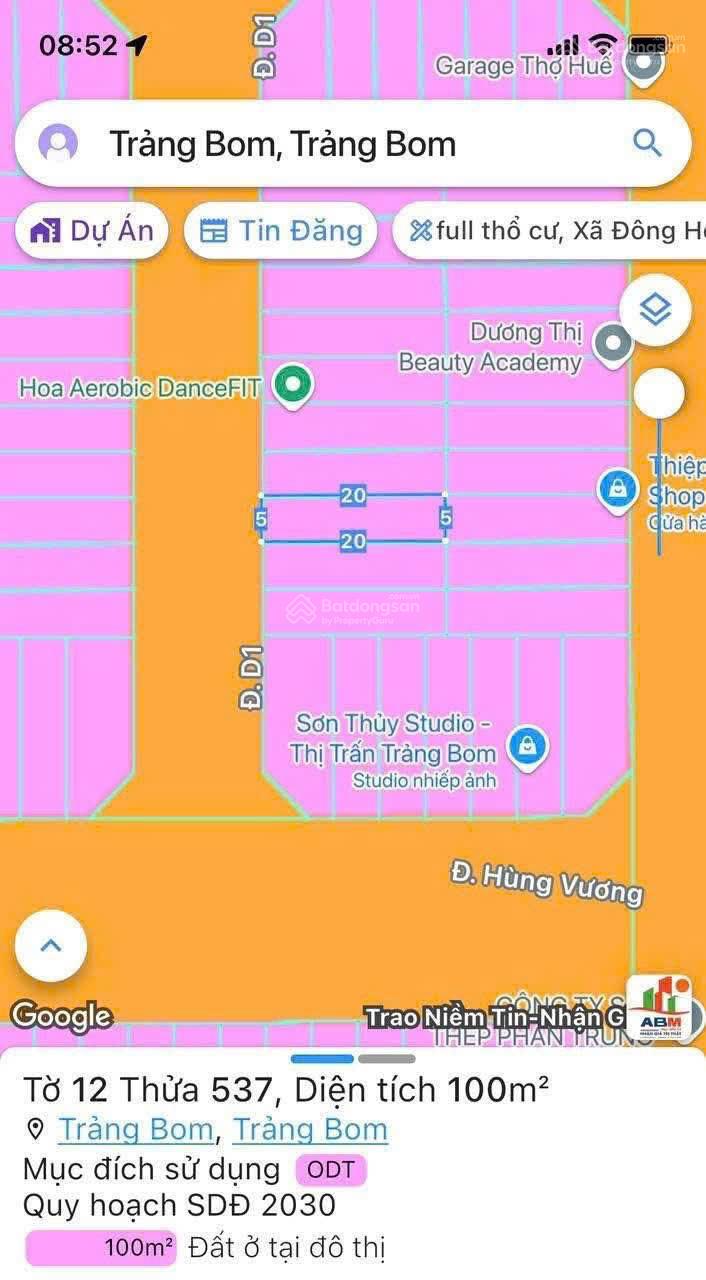 Đất nền D1 KDC Hưng Thuận Trảng Bom 100m² giá 1.85 tỷ - Sổ hồng chính chủ ngay!