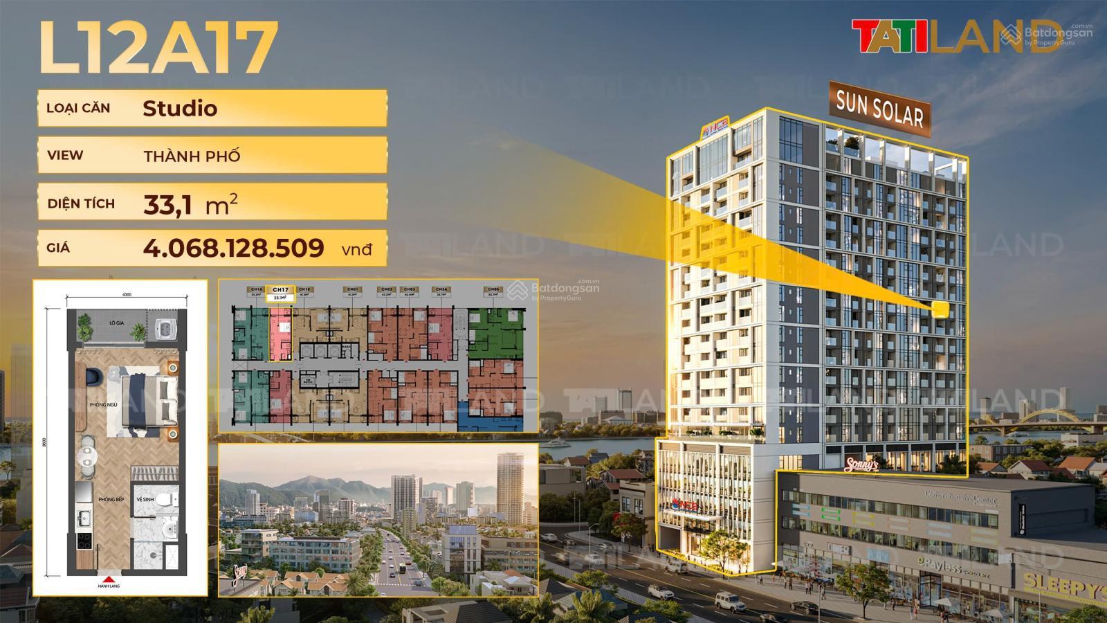 Căn hộ Sun Solar Residence Đà Nẵng 33,1m² giá 4 tỷ - View thành phố tuyệt đẹp!