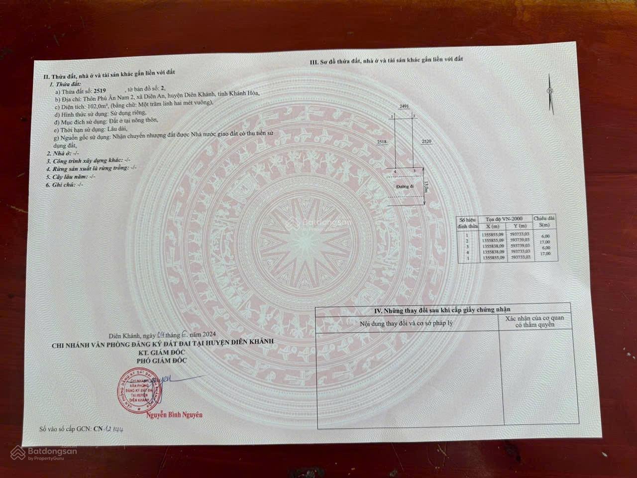 Đất chính chủ khu đô thị Phú Ân Nam - Xã Diên An, 102m² giá 3 tỷ - Đầu tư sinh lời ngay!