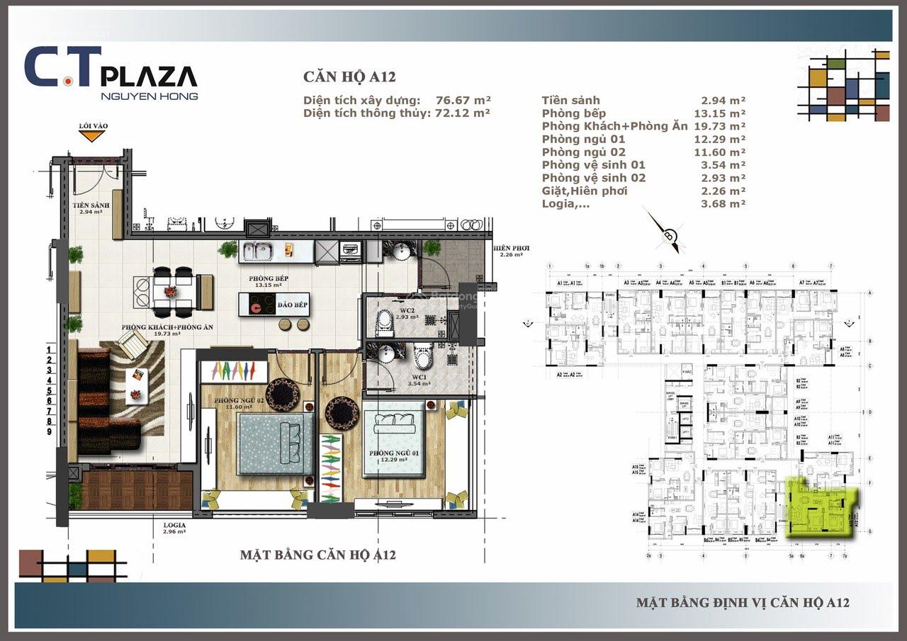 Căn hộ CT Plaza Nguyên Hồng 76m² giá 3.15 tỷ - Căn góc 2 view đẹp