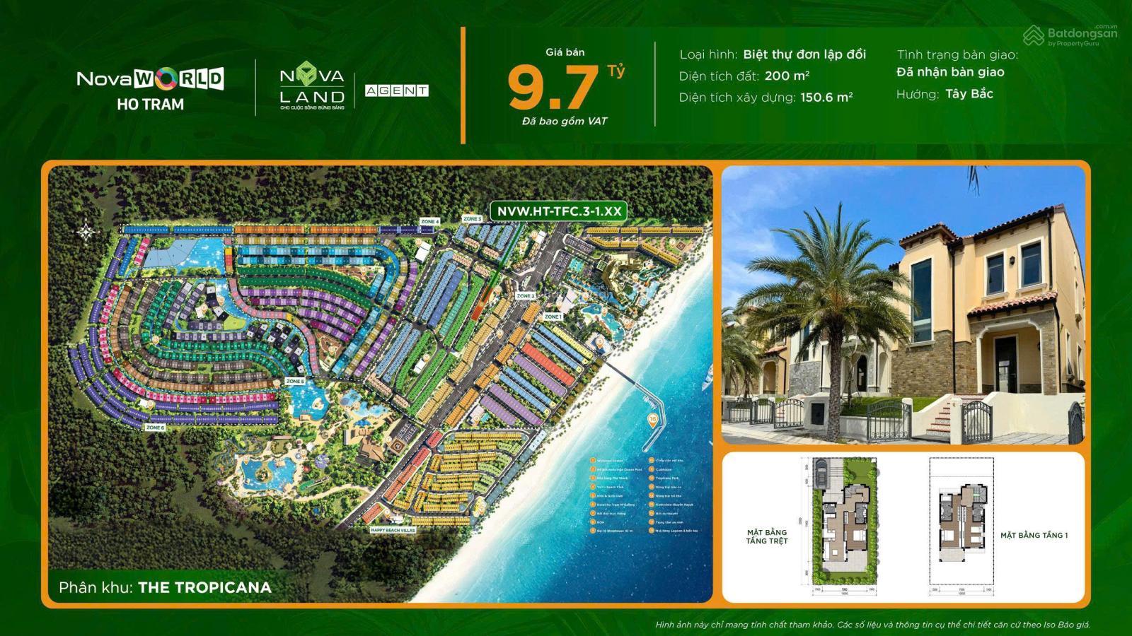 Biệt thự đơn lập tại Tropicana - Phân khu 3 200m² giá 9.7 tỷ - Sẵn sàng vào ở!