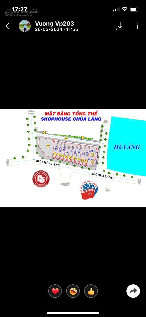 Bán shophouse 82 Chùa Láng 117.3m² - Vị trí đắc địa gần Đại học Ngoại Thương!