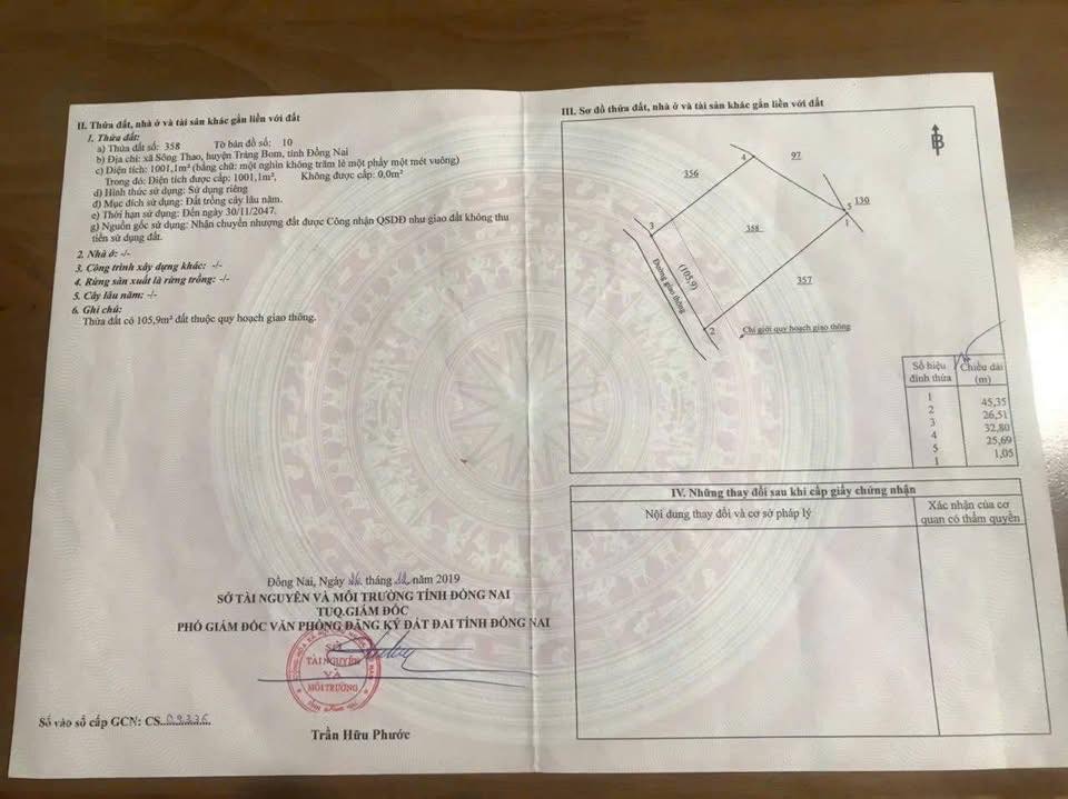 Đất nền 1000m² mặt tiền đường nhựa Liên xã Sông Thao, Trảng Bom, giá chỉ 900 triệu - Cơ hội đầu tư lý tưởng!