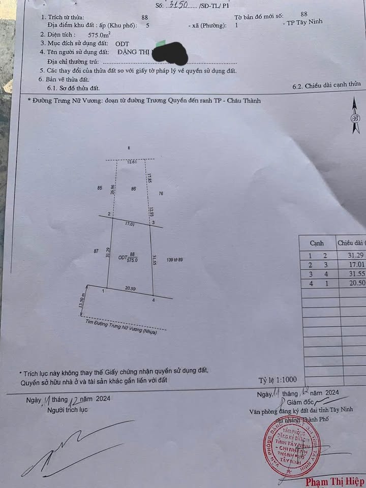 Bán gấp FrontHouse mặt tiền Trưng Nữ Vương 1189m² - Cách chợ Tây Ninh chỉ 250m!