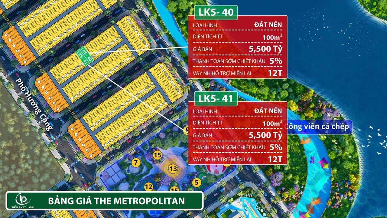 Đất nền dự án The Metropolitan Bắc Giang 100m² giá 5 tỷ - Tiềm năng sinh lời vượt trội!
