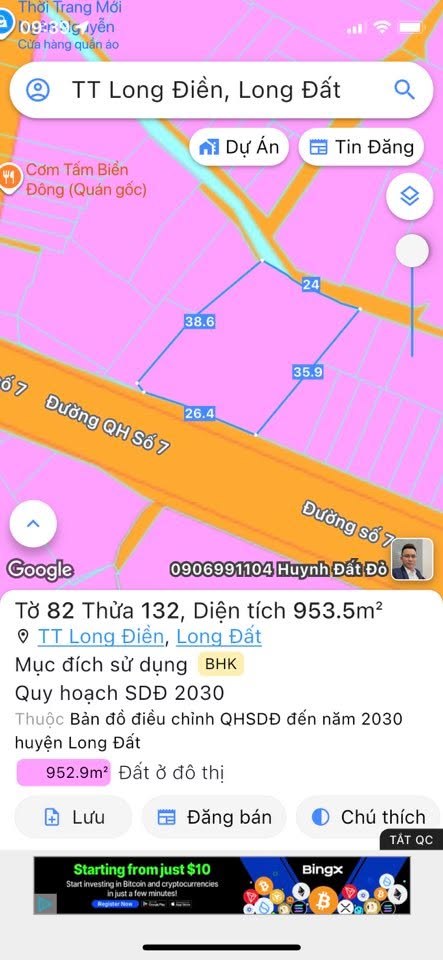 Đất 2 Mặt Tiền Đường Số 7, Thị Trấn Long Điền, 953m² - Cơ Hội Đầu Tư Hiếm Có!