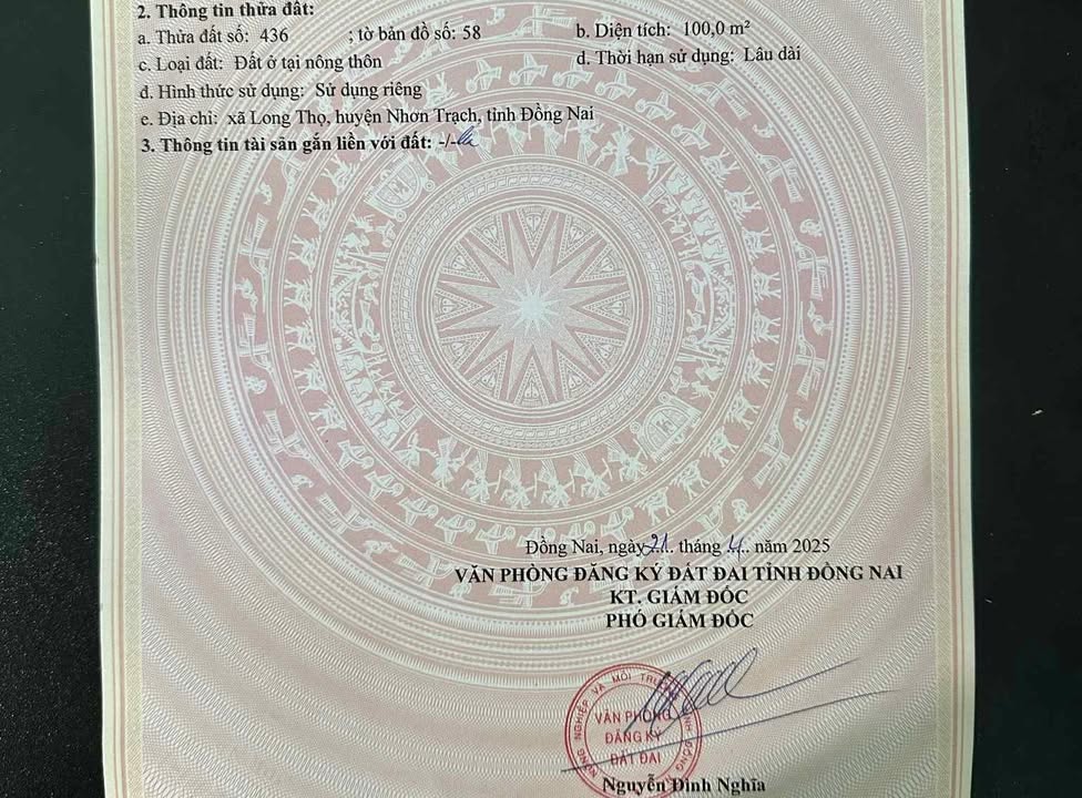 Đất thổ cư 100% tại ấp 5 Long Thọ, Nhơn Trạch 100m² - Giá 1 tỷ, cơ hội đầu tư tuyệt vời!