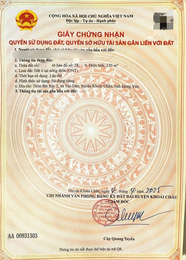 Đất nền Tân Dân 120m² giá chỉ 2,5 tỷ - Đầu tư sinh lời hấp dẫn!