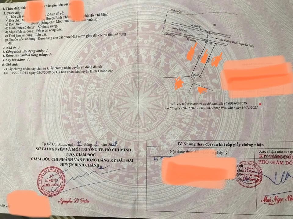 Đất thổ cư 102m² xã Bình Chánh, giá 3.3 tỷ - Cơ hội đầu tư tuyệt vời!