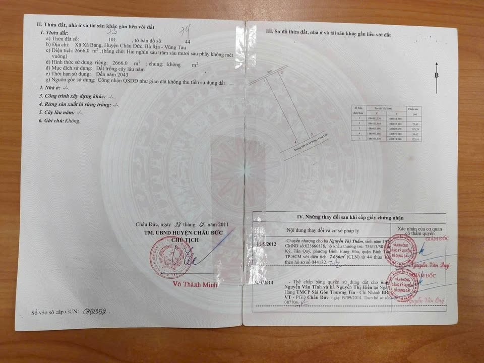 Đất Bàu Chinh, Châu Đức 2666m² giá 5.5 tỷ - Mặt tiền đường nhựa