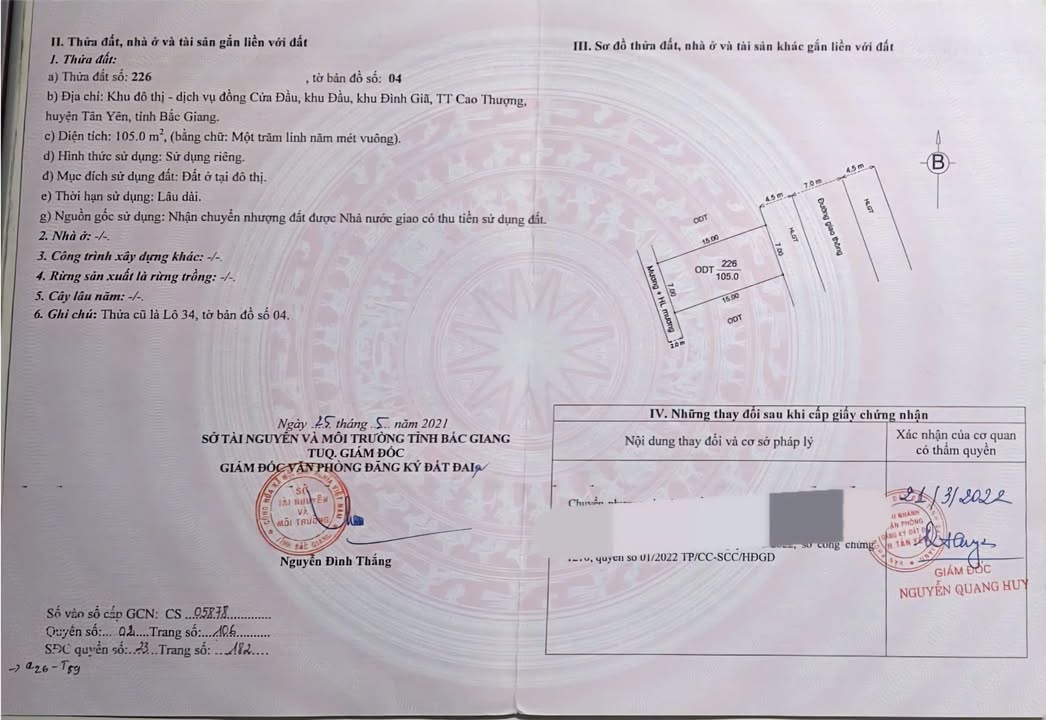 Đất nền dự án tại T.T.Cao Thượng, Tân Yên 105m² - Vị trí vàng, đầu tư sinh lời!