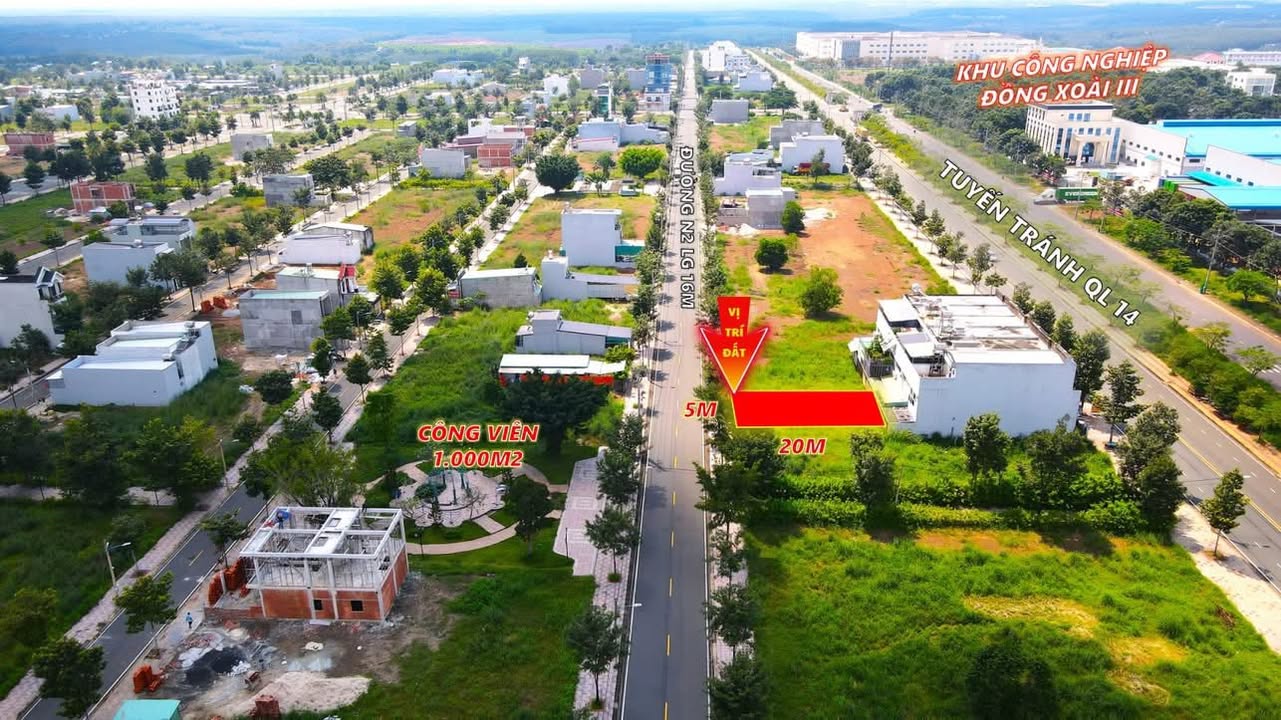 Đất nền khu công nghiệp Đồng Xoài III 100m² giá 1.15 tỷ - Sổ hồng sẵn, xây tự do!