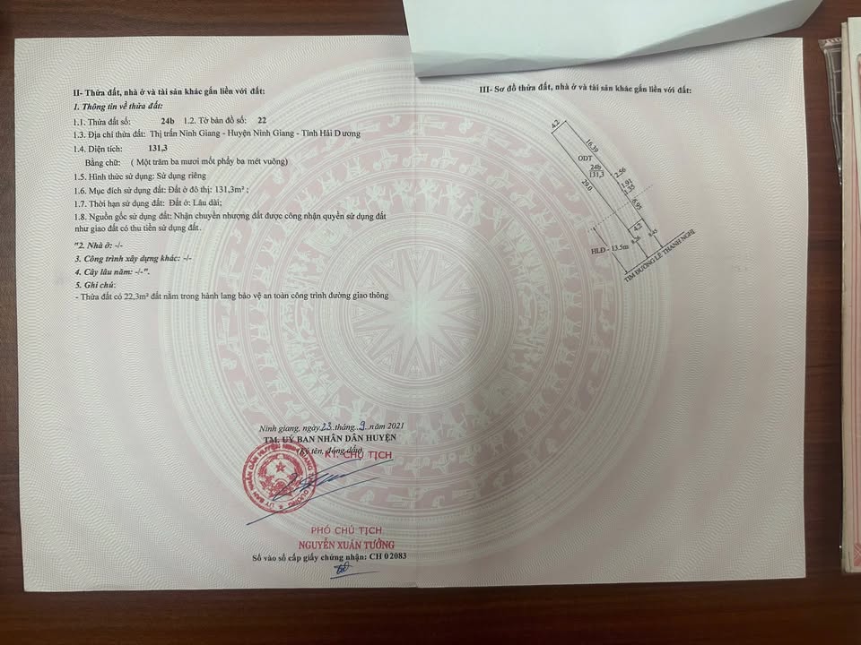 Đất nền Ninh Giang 131.3m² giá 2.5 tỷ - Vị trí đắc địa kinh doanh