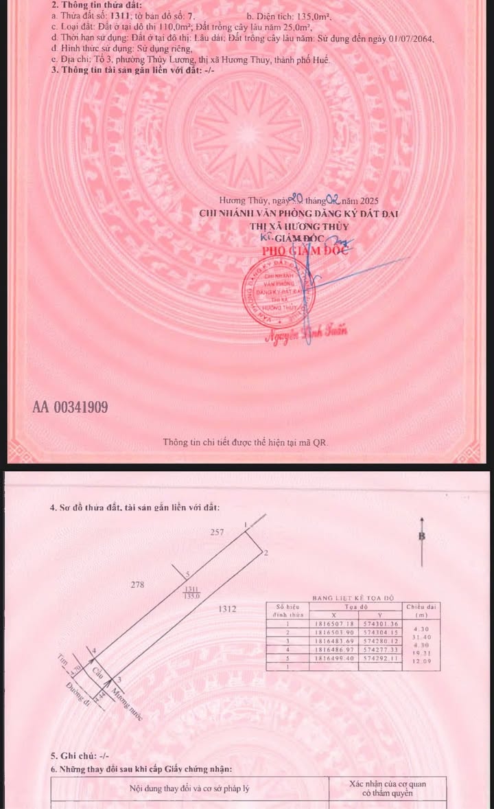 Đất Thủy Lương Hương Thủy 135m² chỉ 600 triệu - Đầu tư sinh lời ngay!