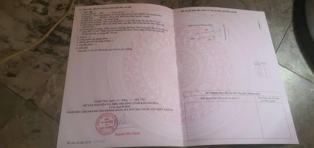 Đất thổ cư 100m² Diên Hòa, Diên Khánh giá 950 triệu - Cơ hội đầu tư tuyệt vời!