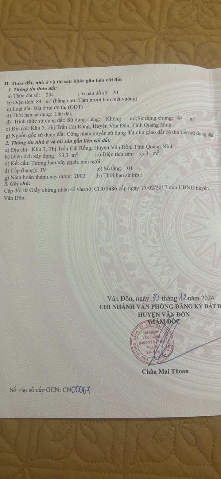 Nhà đẹp Cái Rồng Vân Đồn 84m² giá thỏa thuận - Sổ đỏ chính chủ!