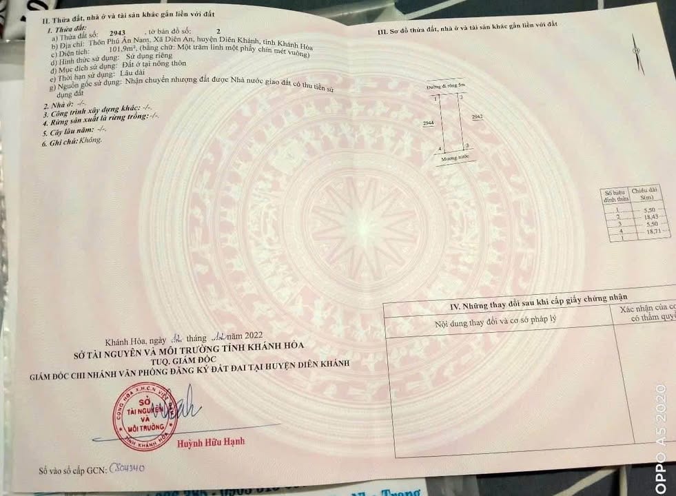 Đất thổ cư Diên An, Diên Khánh 102m² giá 1.938 tỷ - Đường ô tô thuận tiện!