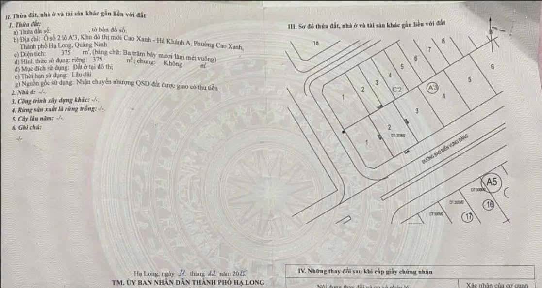 Lô đất KĐT Vựng Đâng-Cienco 5 Hạ Long 375m² giá 45 tỷ - Vị trí đắc địa cho đầu tư