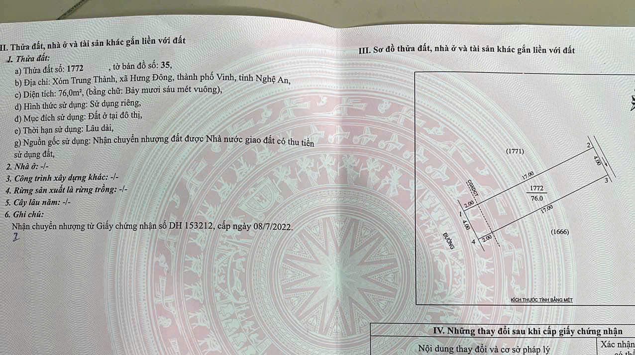 Đất nền Hưng Đông, Vinh 76m² giá 3 tỷ - Hướng Tây Nam, đầu tư sinh lời!