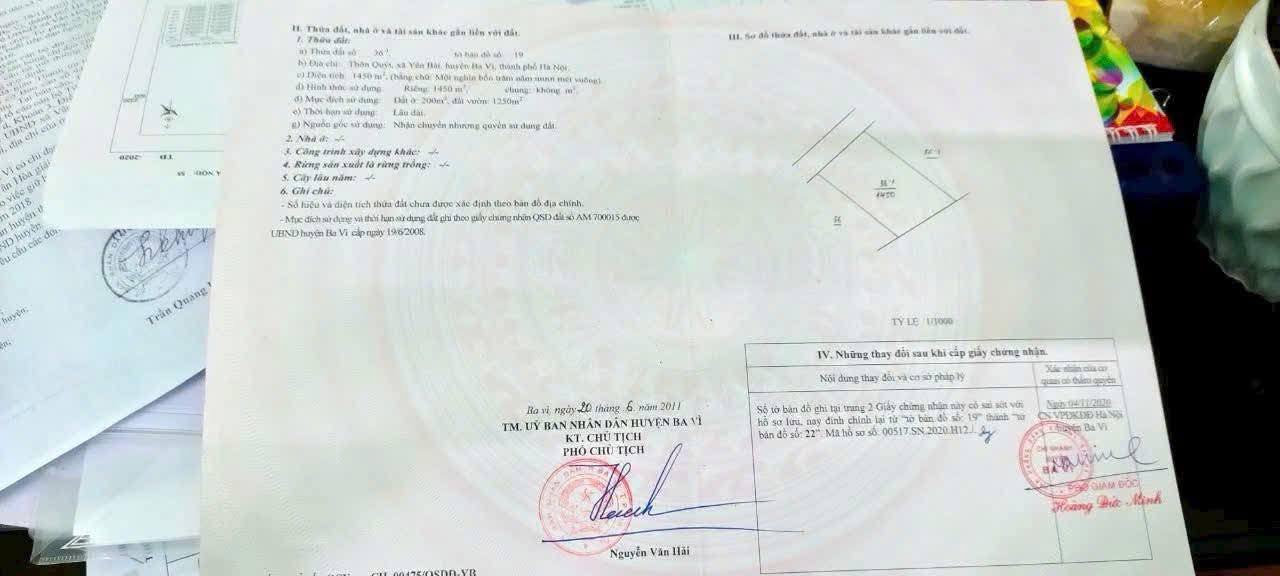 Đất nền Yên Bài Ba Vì 1450m² giá thỏa thuận - Mặt tiền rộng, view đẹp!