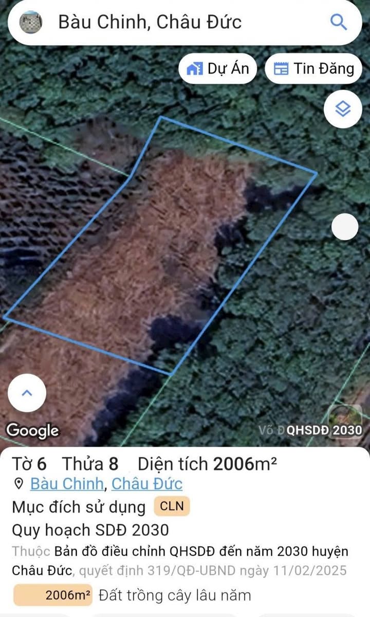 Đất cây lâu năm 8000m² tại xã Bàu Chinh - Giá chỉ 1.2 tỷ VND