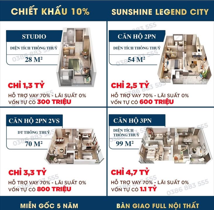 Căn hộ Sunshine Legend City Nghĩa Trụ 54m² giá 2.5 tỷ - Đầu tư sinh lời bền vững!