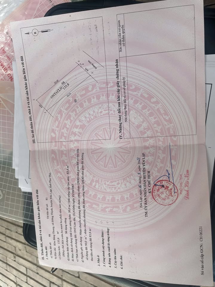 Đất nền 133m² tại xã Đồng Thịnh, huyện Yên Lập - Giá chỉ 300 triệu, sổ đỏ chính chủ!