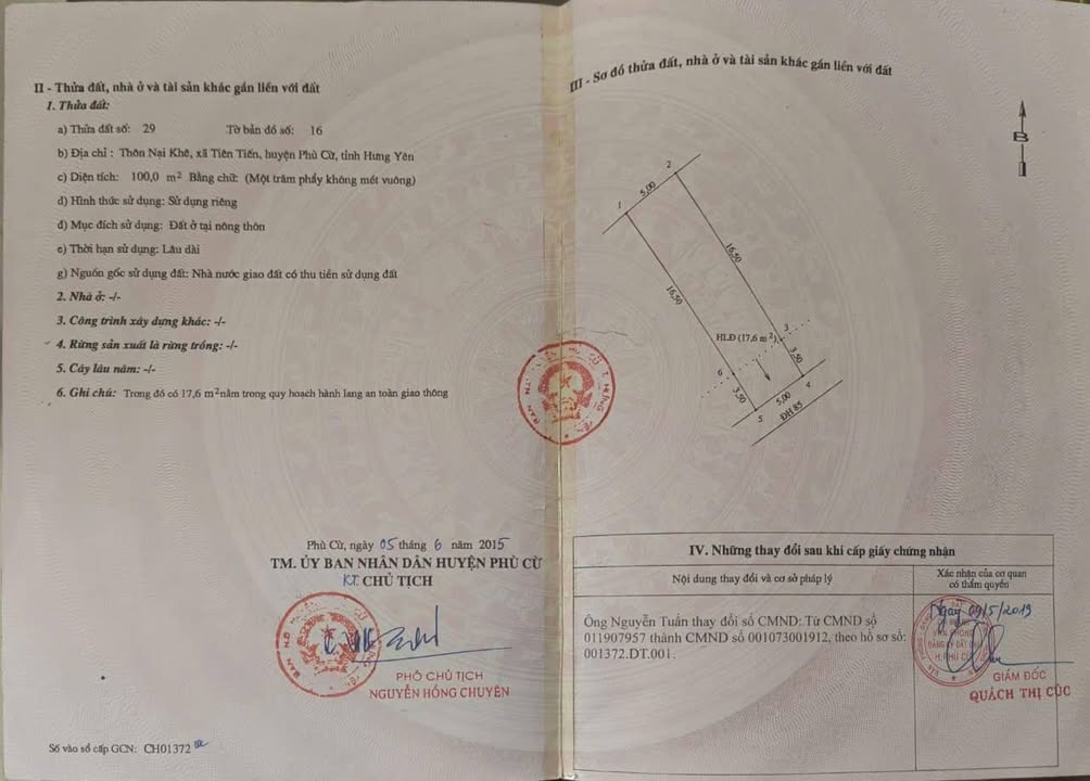 Đất kinh doanh mặt đường huyện DH85, Tiên Tiến, Hưng Yên 100m² giá 2 tỷ - Gần khu công nghiệp!