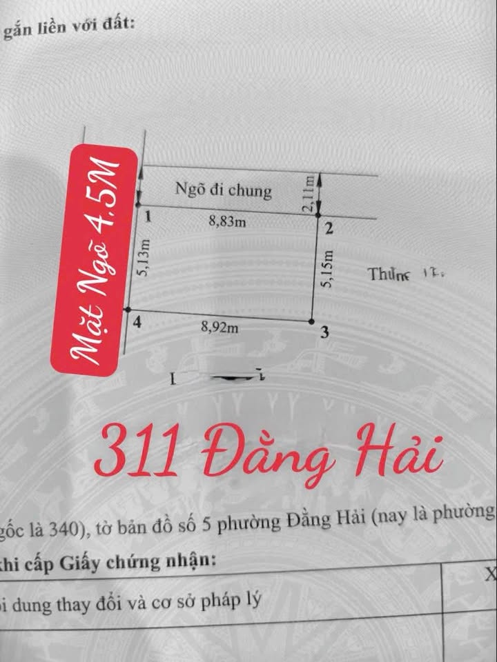 Nhà mặt ngõ 311 Trần Hoàn 45.6m² giá 2.78 tỷ - Lô góc, hướng Tây