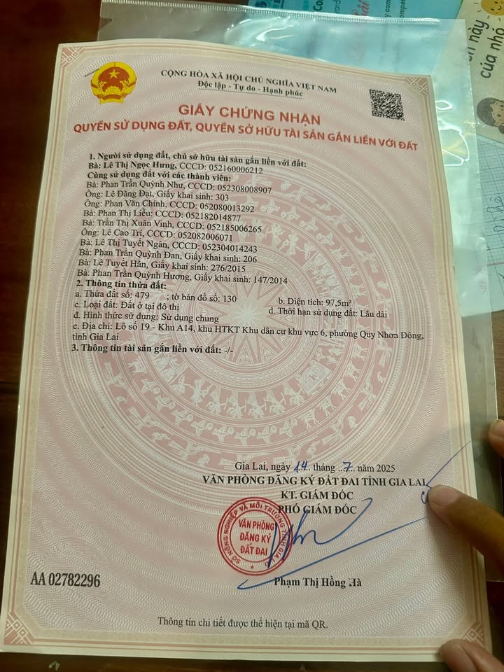 Đất nền dự án khu vực KV6, Quy Nhơn 97.5m² giá 2.75 tỷ - Đường lớn thuận lợi đầu tư!